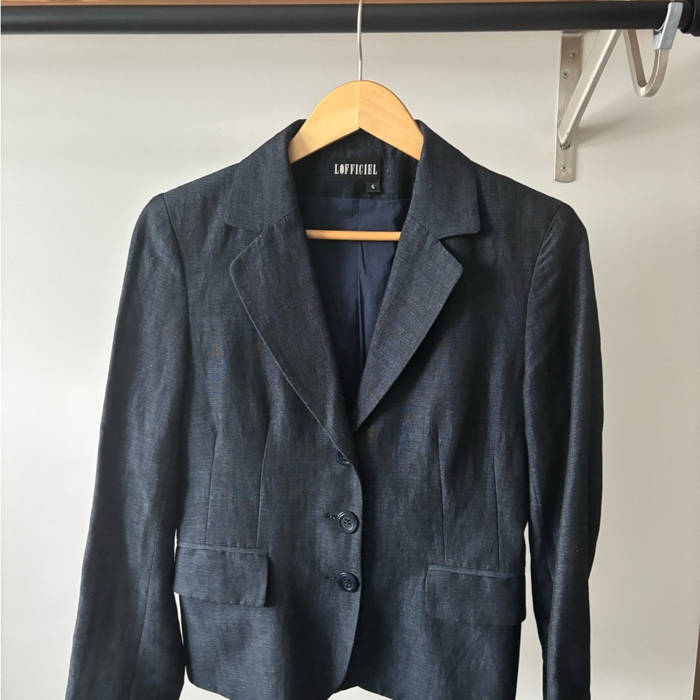Women's Navy Blue Fitted Blazer